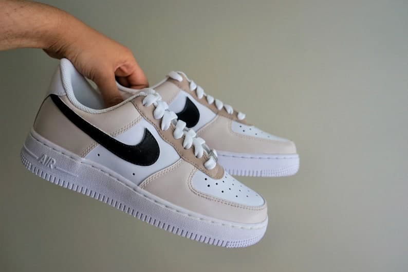 Beige Black Air Force 1 Custom Nike Air Force1