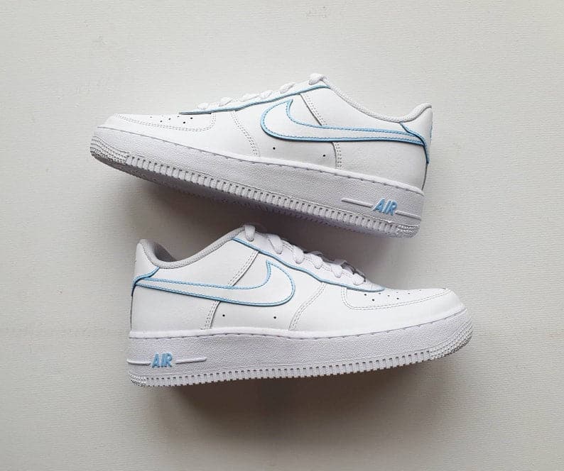 Blue Outline Design Hand-painted Custom Nike Air Force 1's