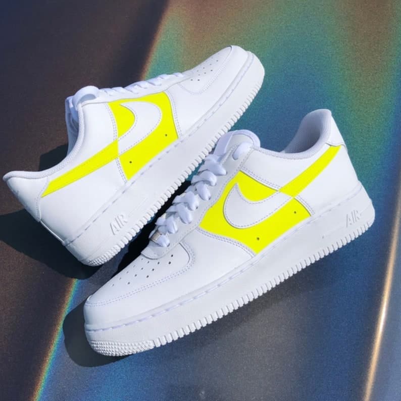 Custom White Yellow Nike Air Force 1