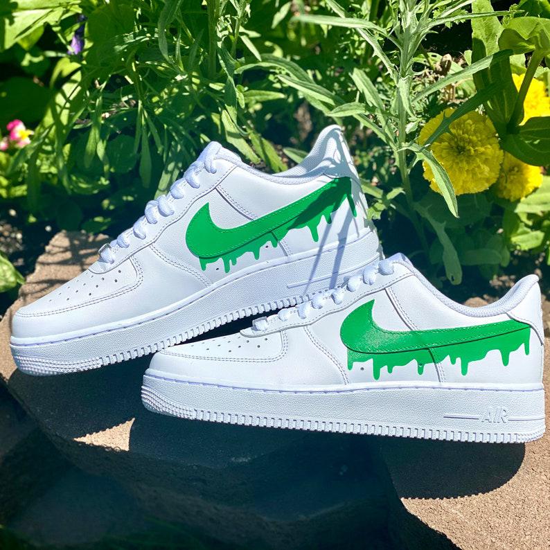 Custom Green Nike Drip Air Force Ones insdrip