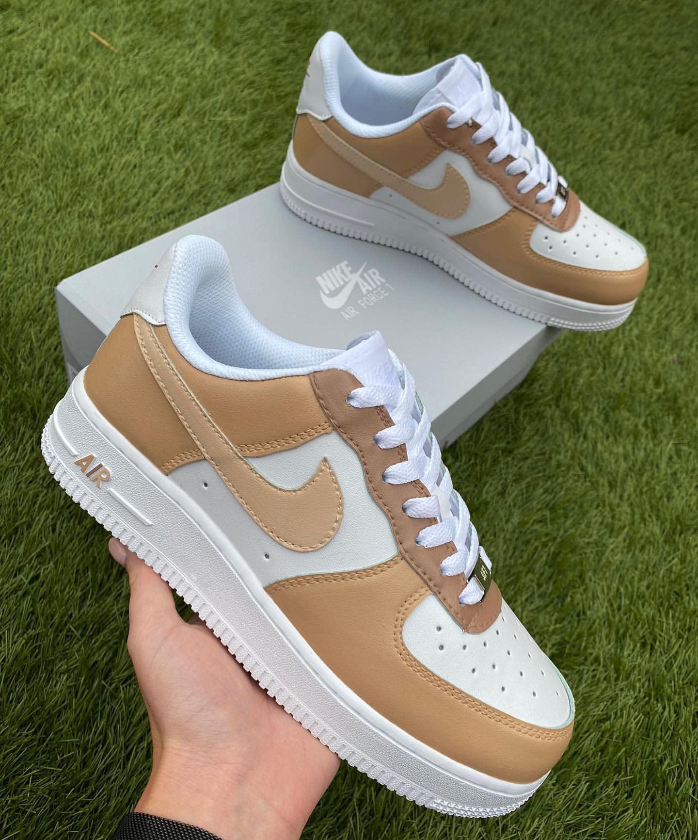 Custom Air Force 1 Beige Brown