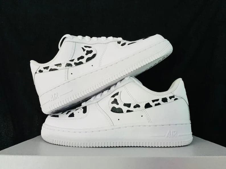 Custom Nike Air Force 1 Cow Print Black