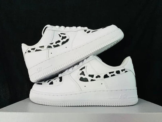 Custom Nike Air Force 1 Cow Print Black