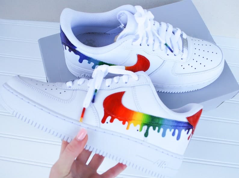 Rainbow Air Force 1 Handpainted Rainbow Design Men