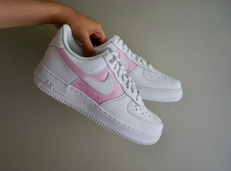 Custom Nike Air Force 1 Painted Pink Color