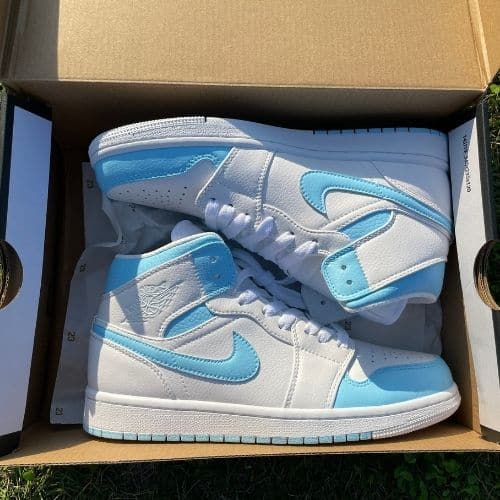 Custom Air Jordan 1 Mid White Bule