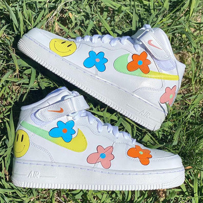 Custom Air Force 1 Hippie 70s Smiley Face
