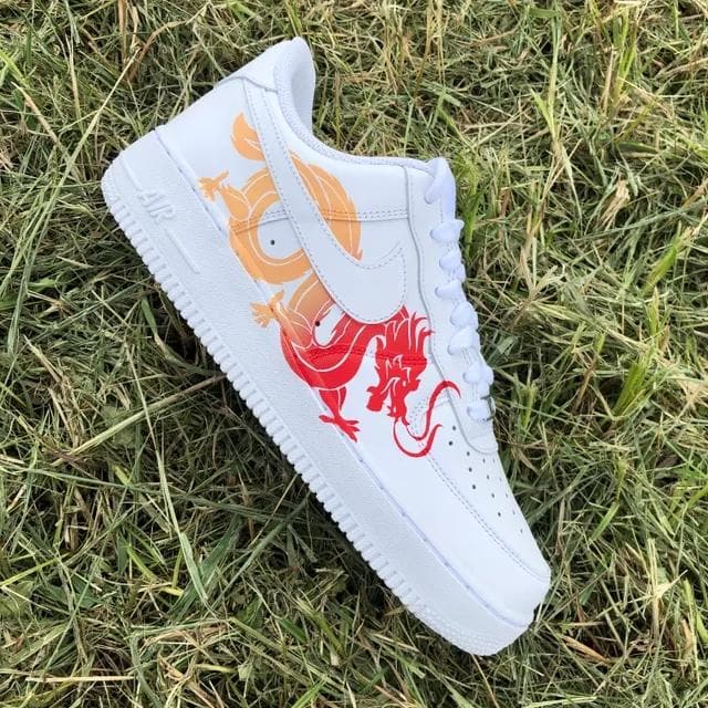 Custom Air Force 1 Dragon Gold Red