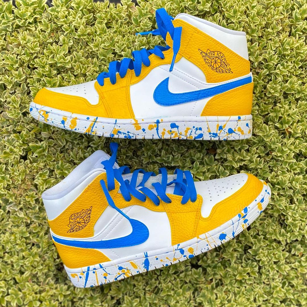 Custom Air Jordan 1 yellow blue