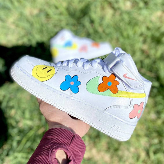 Custom Air Force 1 Hippie 70s Smiley Face