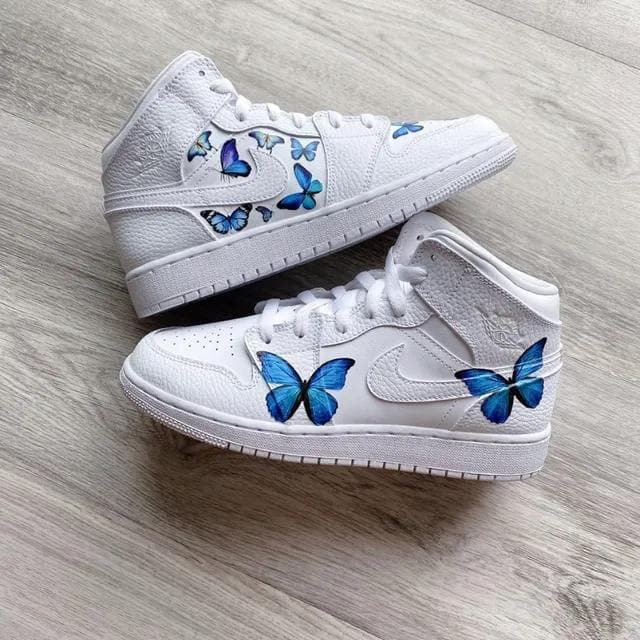 Custom Air Jordan 1 Mid Butterflies Blue