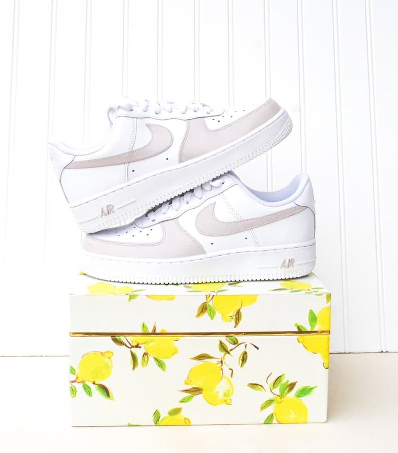 Tan Toe Colorblock Air Force 1 Custom Handpainted