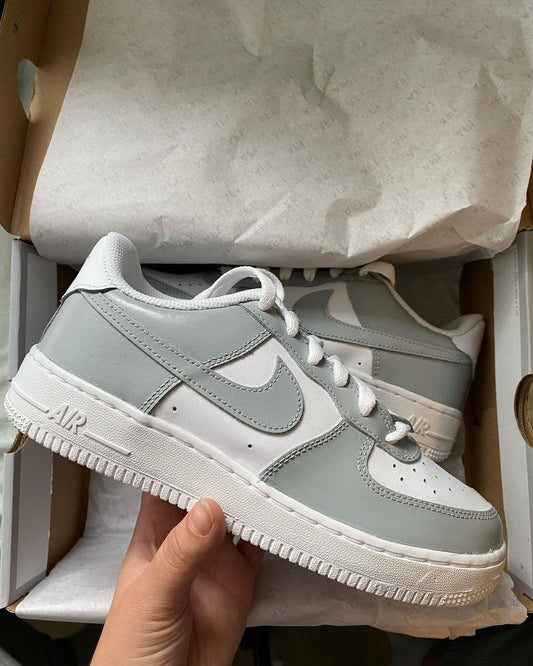 Custom Air Force 1 Pink detailsCustom Air Force 1 Grey colourblock