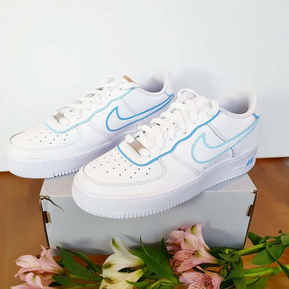 Multi-blue Outlines Hand-painted Custom Nike Air Force 1