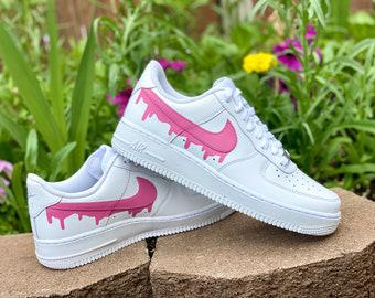 Custom Pink Nike Drip Air Force Ones