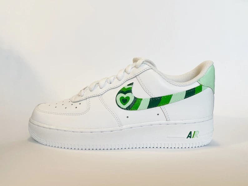 Custom Air Force 1 green Hearts