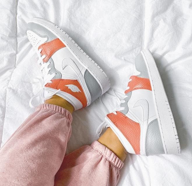 Custom Air Jordan 1 Mid Orange Grey