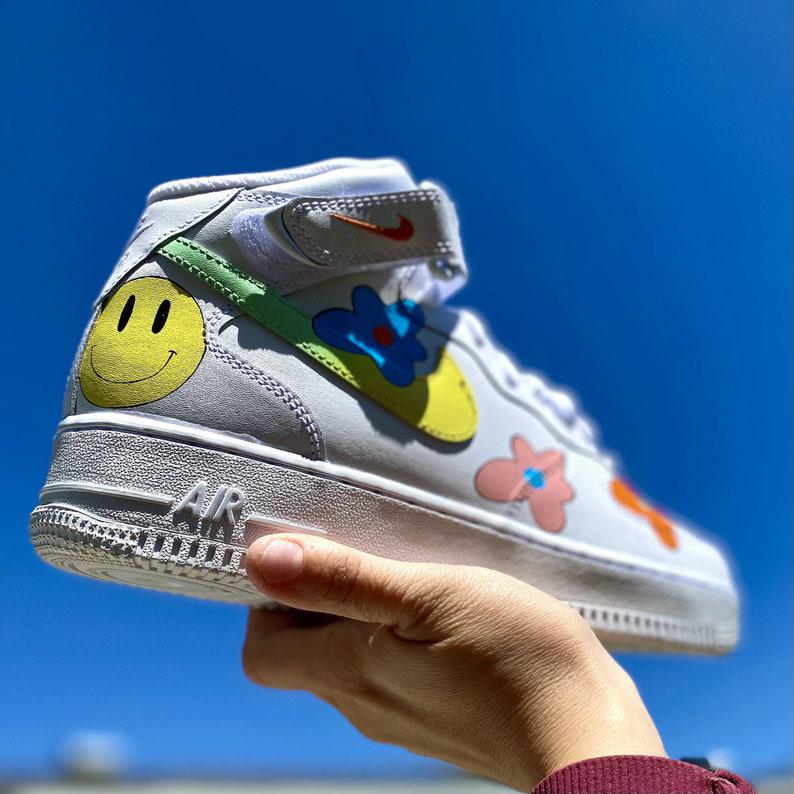 Custom Air Force 1 Hippie 70s Smiley Face