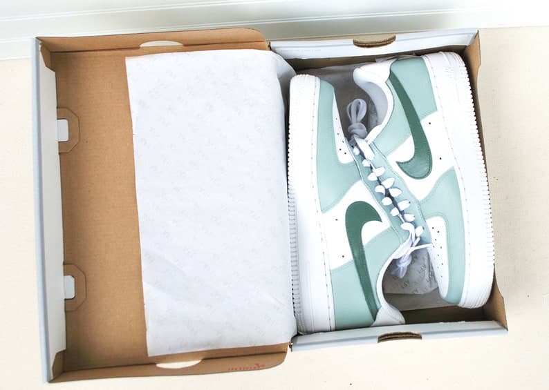 Sage Green Colorblock Air Force 1 Handpainted Custo
