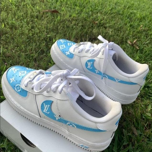 Custom Air Force 1 Baby Blue Louis Vuitton