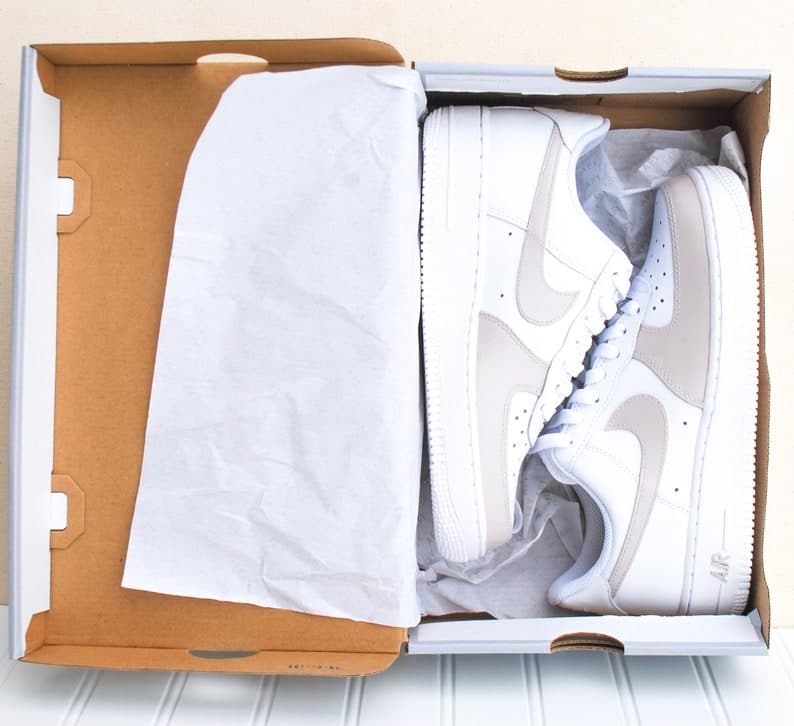 Tan Toe Colorblock Air Force 1 Custom Handpainted