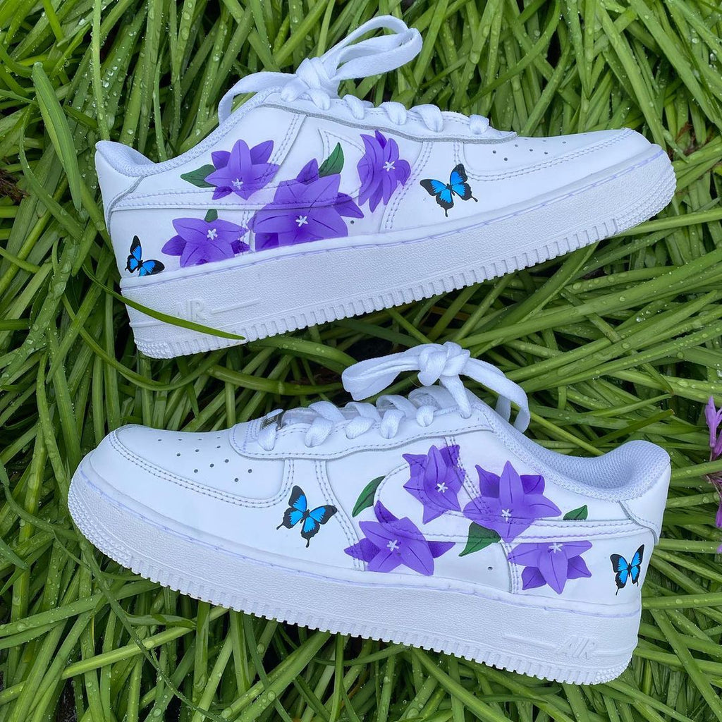 Custom Air Force 1 purple flower butterfly blue