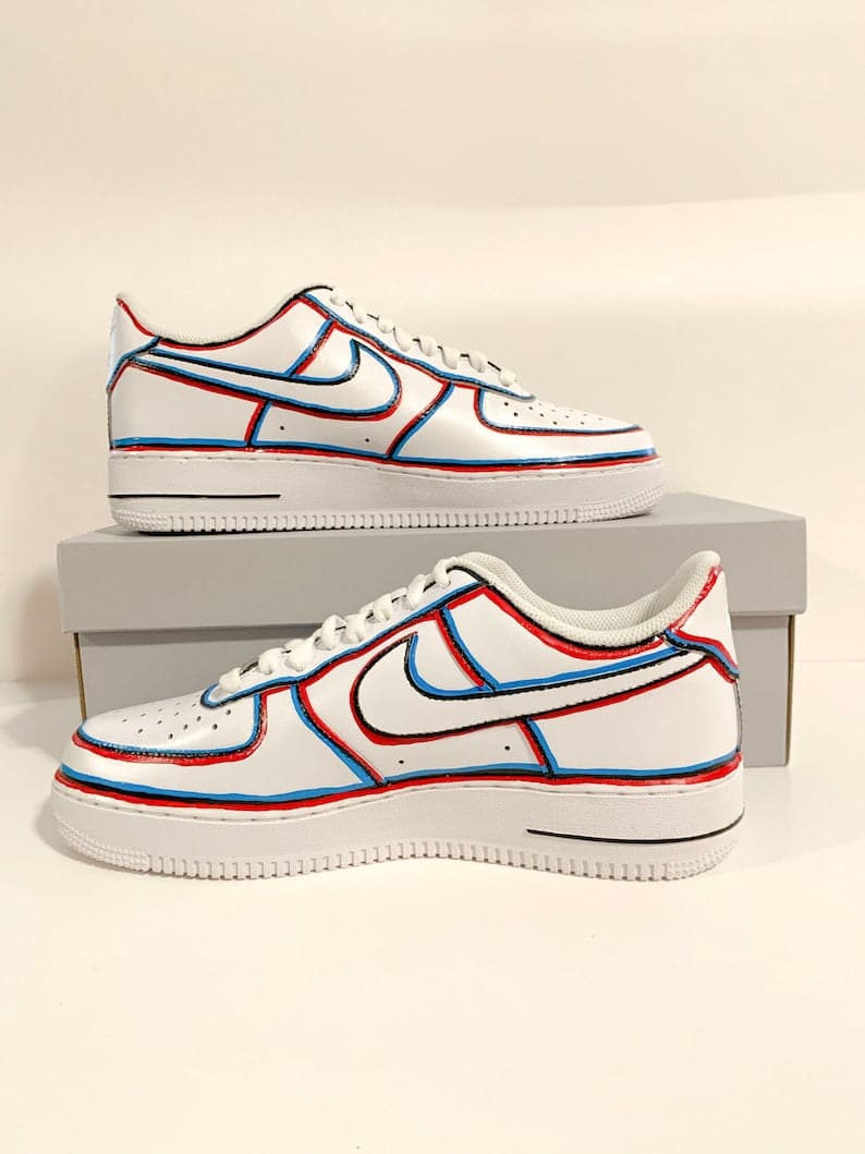 blue Outline Custom Air Force 1