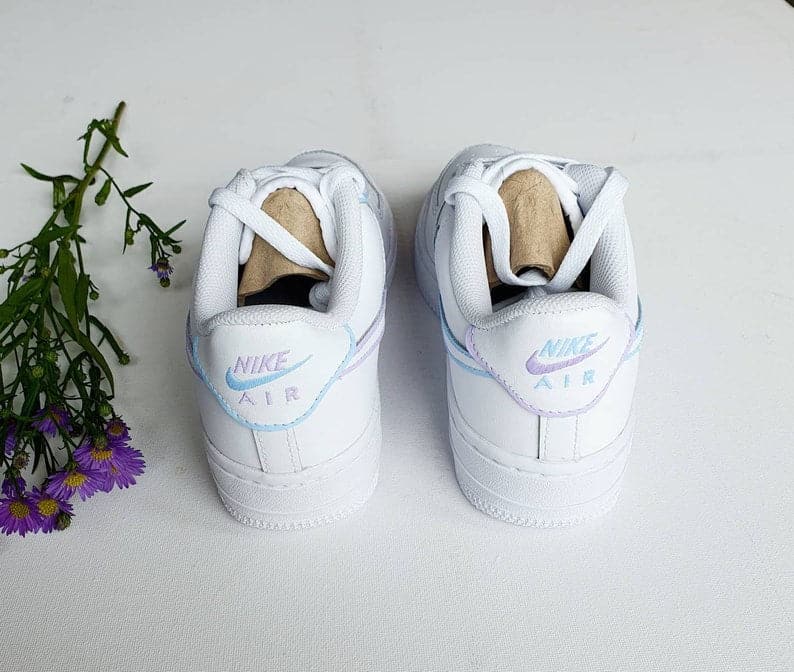 Pastel Lilac and Baby-blue Outline Hand-painted Custom AF1'S