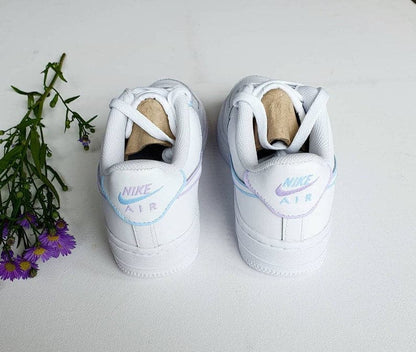 Pastel Lilac and Baby-blue Outline Hand-painted Custom AF1'S
