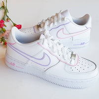 Lilac and pink: painted tick, mid-soles and details. Custom Nike Air Force 1