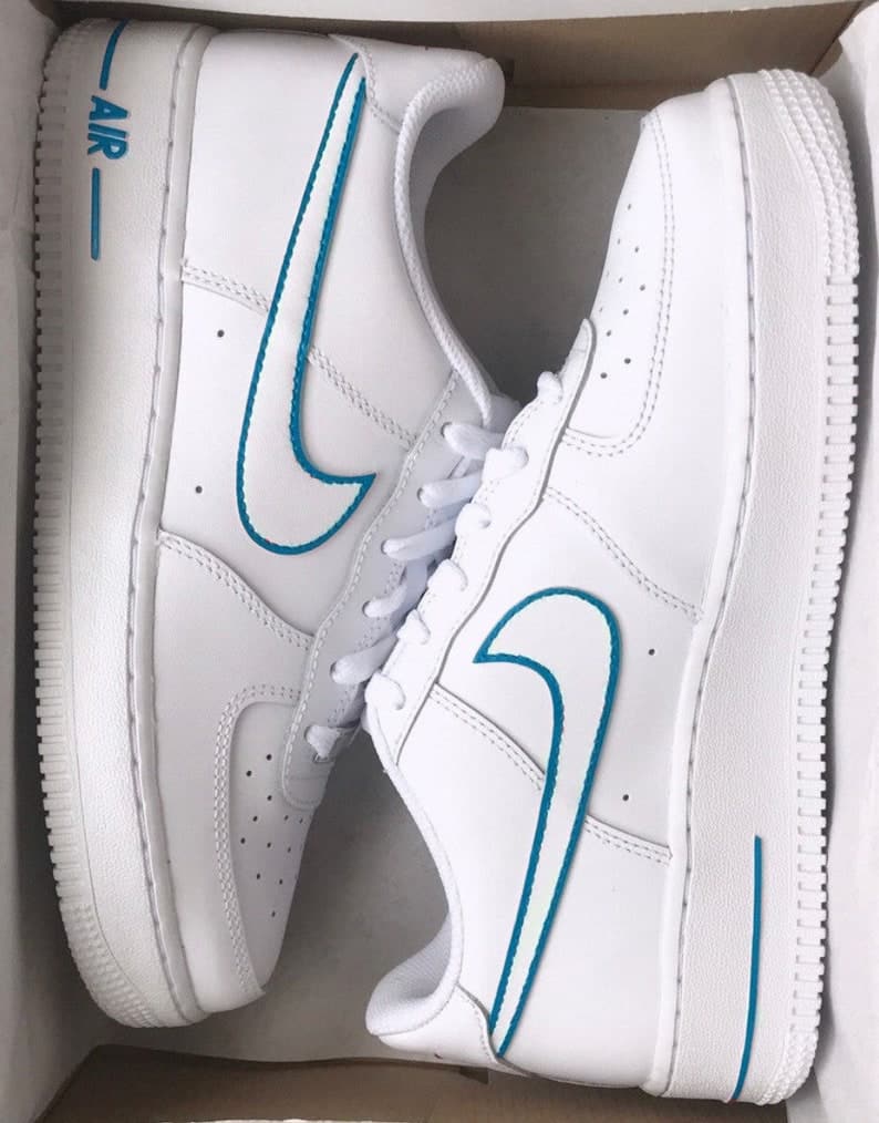 Nike Air Force 1 X Blue Outline Tick Design