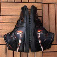 Custom Air Jordan 1 Burning Swoosh Unique Handpainted Sneaker Art