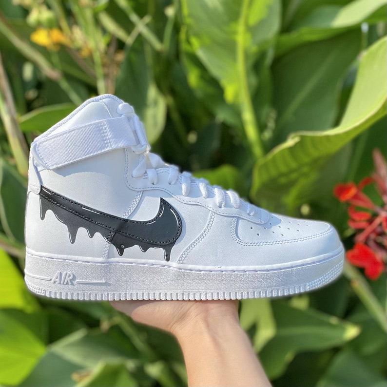 Custom Black Nike Drip Air Force Ones