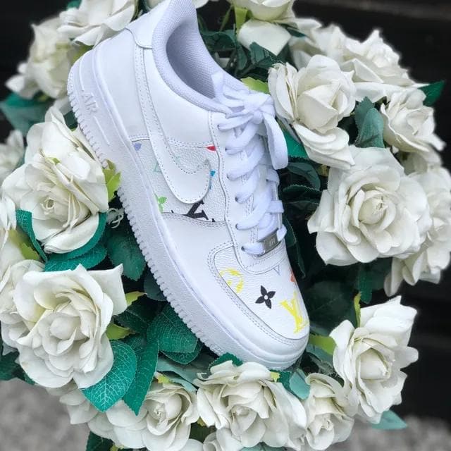 Custom Air Force 1 White Multi Monogram LV