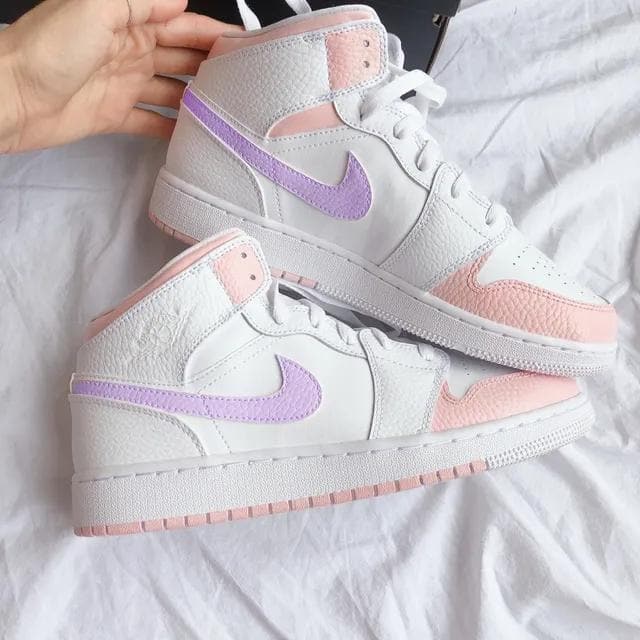 Custom Air Jordan 1 Mid Baby Pink Lilac Purple