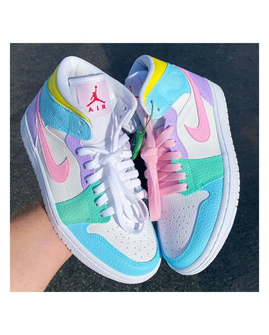 Jordan 1 Custom Blue Green Pink Yellow