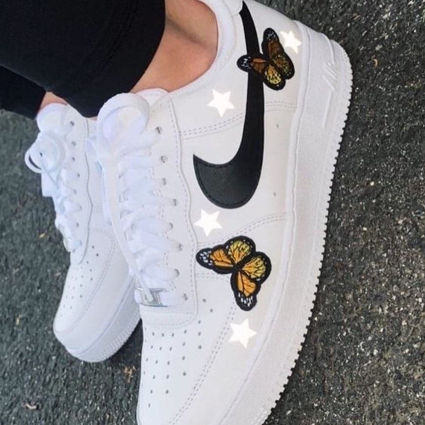 Orange Black Butterfly Air Force 1s