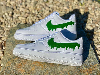Custom Green Nike Drip Air Force Ones