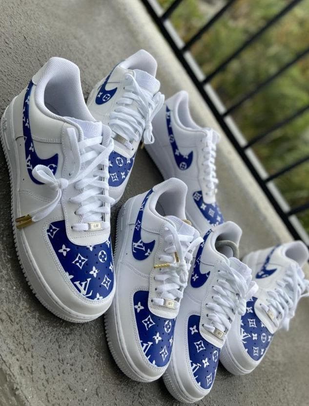 Custom Air Force 1 Blue White LV