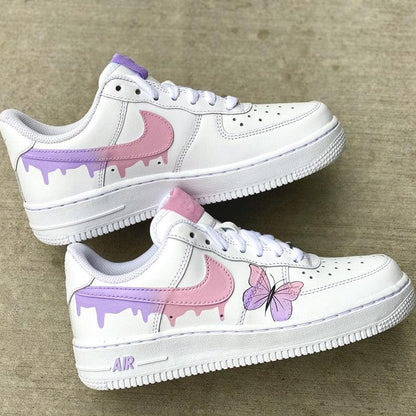 Custom Pink Purple Drip With Butterfly Air Force 1