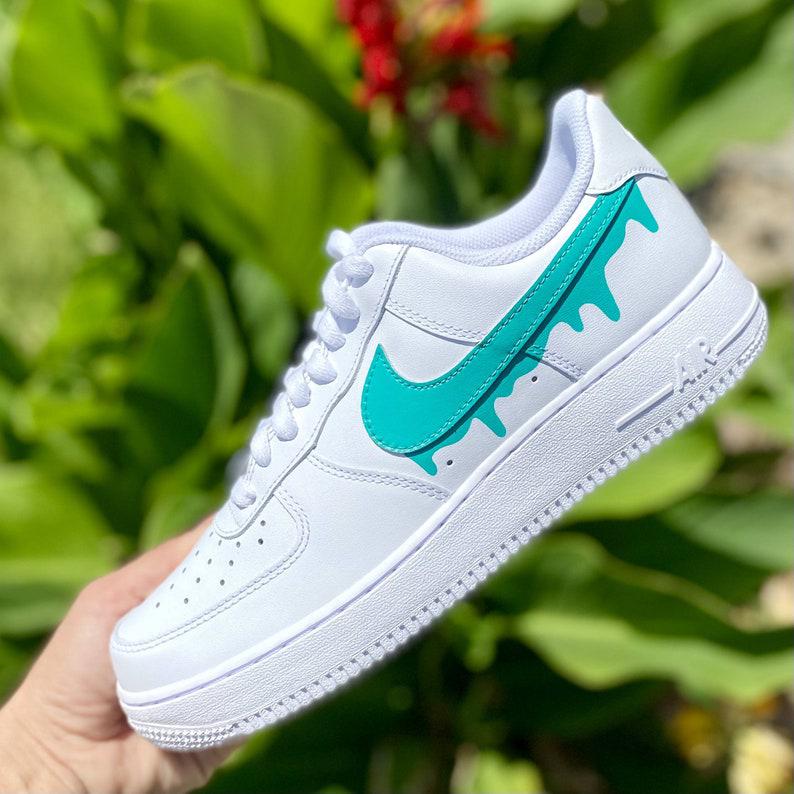 Custom Turquoise Nike Drip Air Force Ones