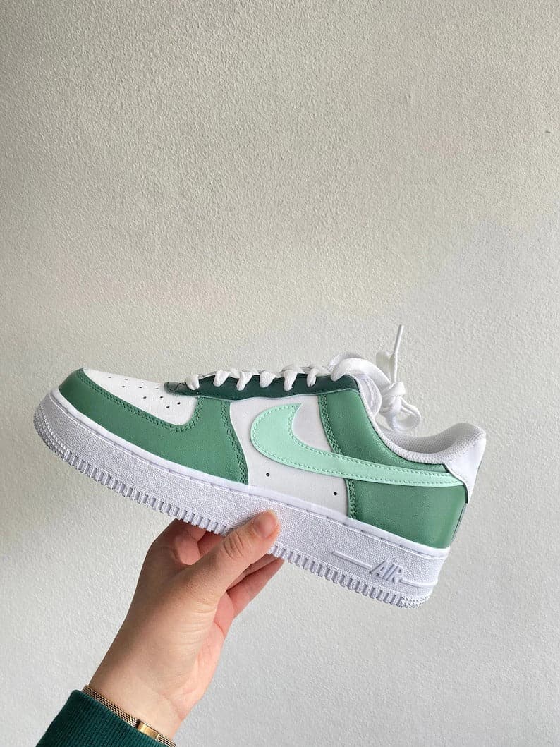 Custom Air Force 1 sage Colour Block