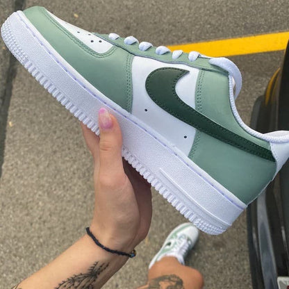 Sage Green Colorblock Air Force 1 Handpainted Custo