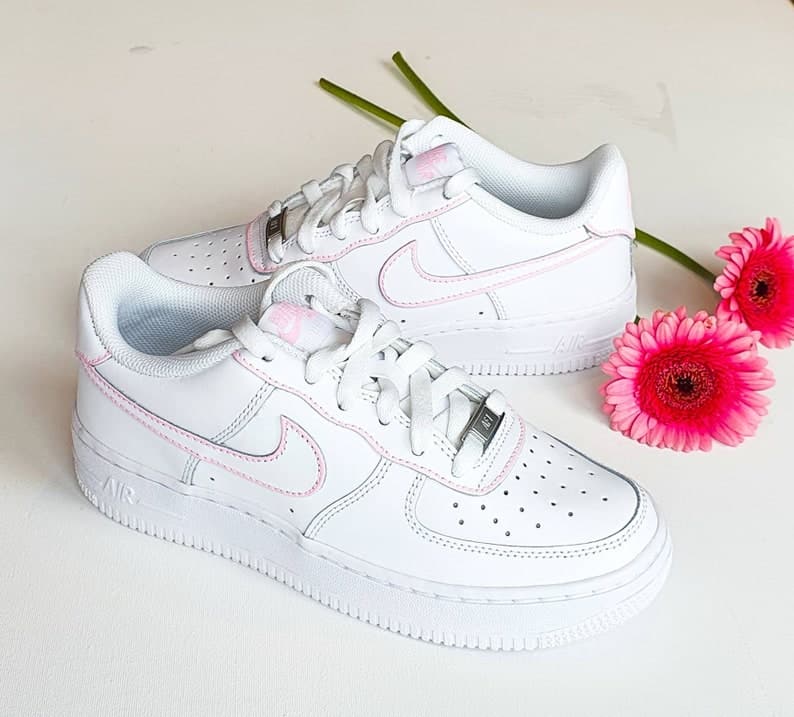 Pink Outlines Design_ Hand-painted Custom Nike Air Force 1