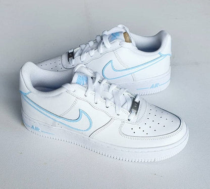Blue Outlines Design_ Hand-painted Custom Nike Air Force 1