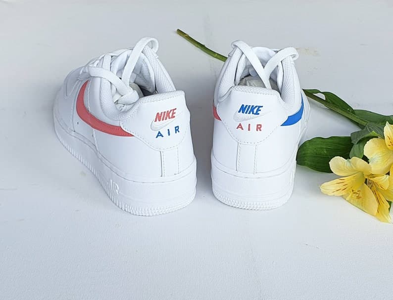 Brick and Navy Tick Design Hand-painted Custom Air Froce 1