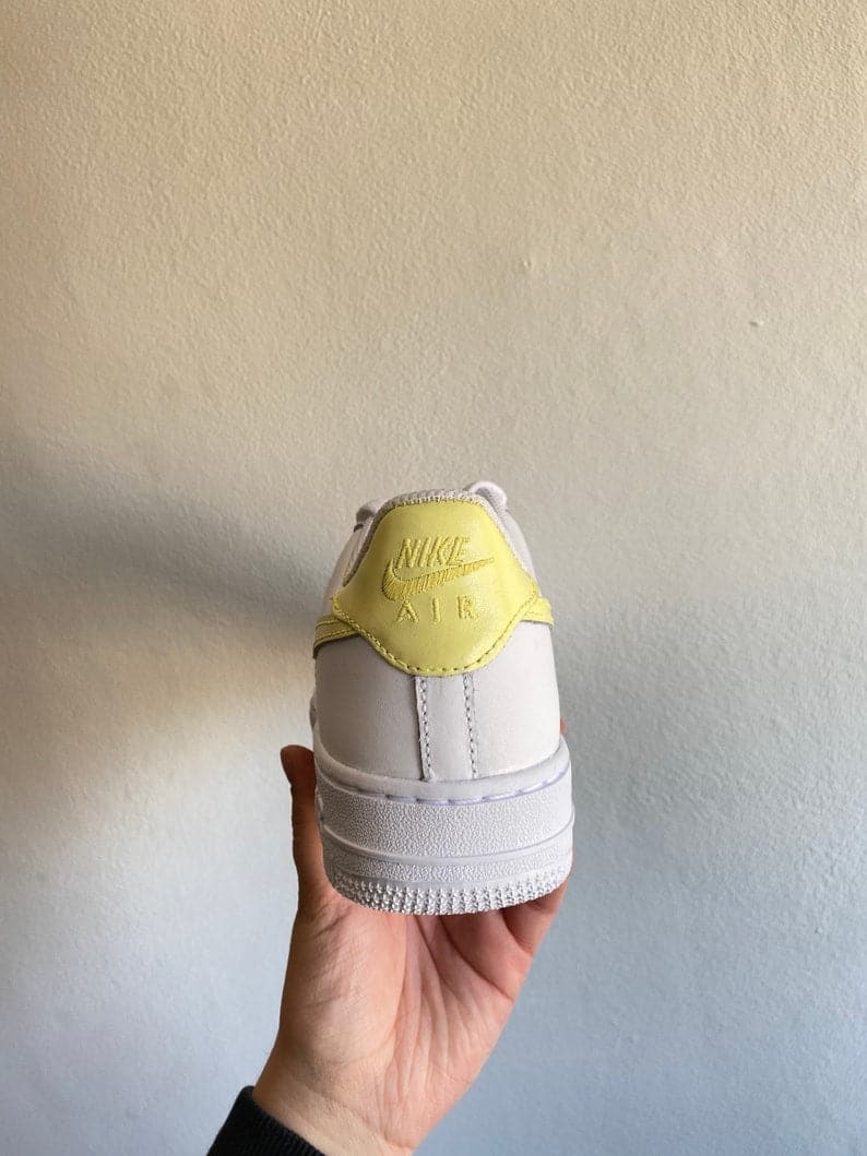 Custom Air Force 1 pastel Yellow Swoosh