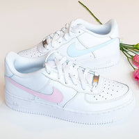 Baby Blue and Baby Pink Tick Hand-painted Custom AF1'S