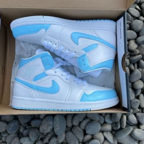 Custom Air Jordan 1 Mid White Bule