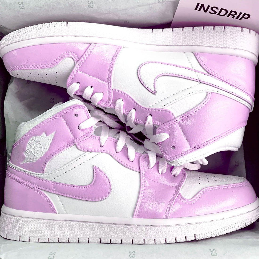 PINK WHITE SWOOSH AIR JORDAN 1 CUSTOM